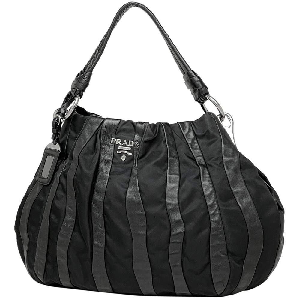 Prada Logo Handbag One Shoulder Hobo Nero Black